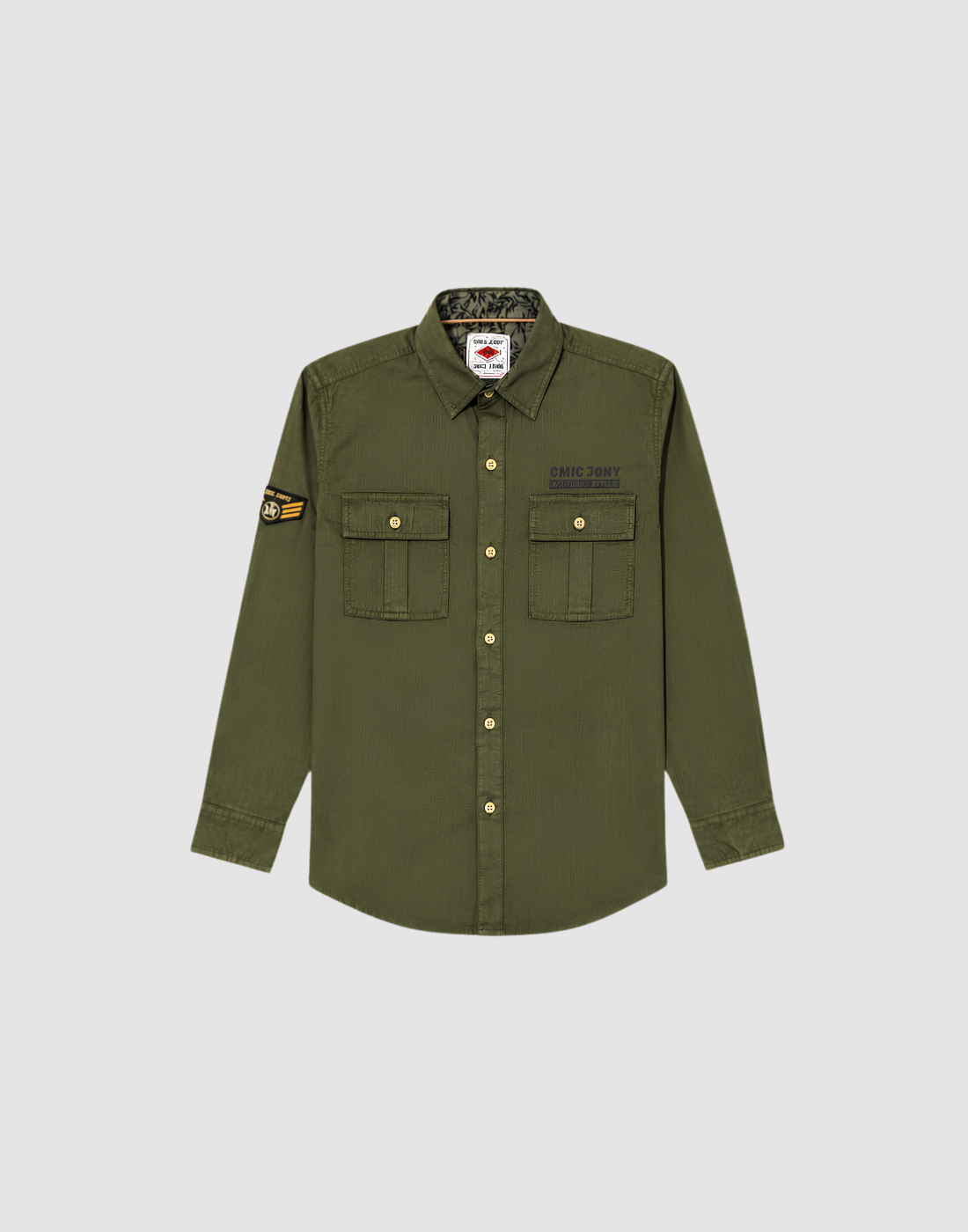 Boys Olive Solid Full Sleeve Shirt