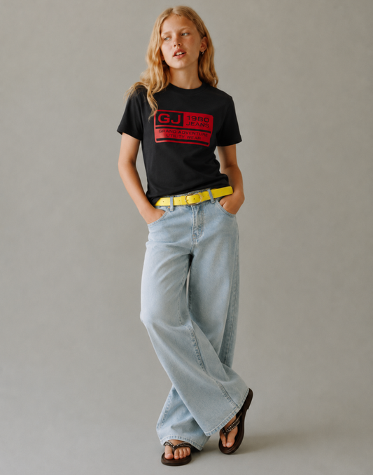 Girls Blue Solid Wide Leg Fixed Waist Jeans