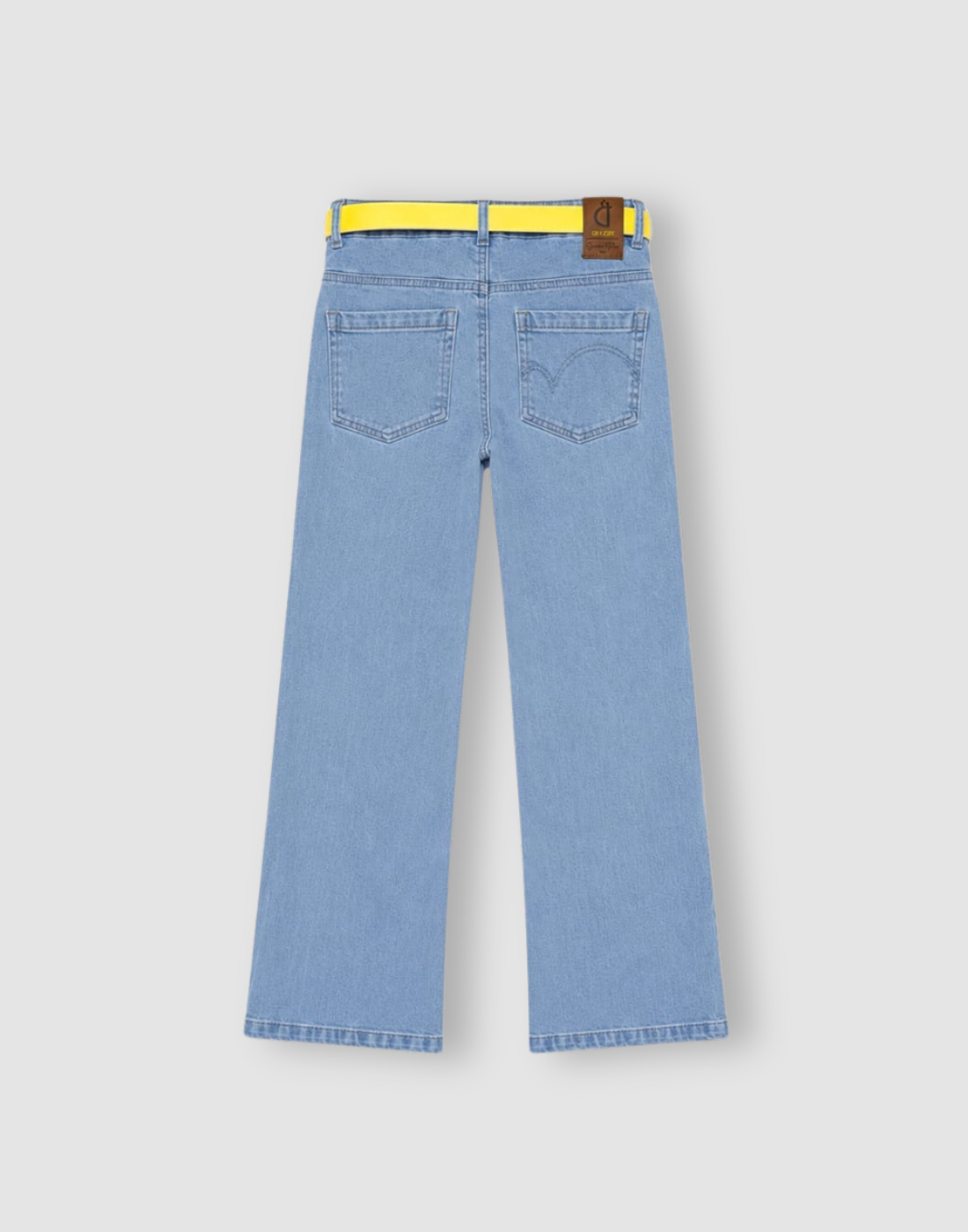 Girls Blue Solid Wide Leg Fixed Waist Jeans