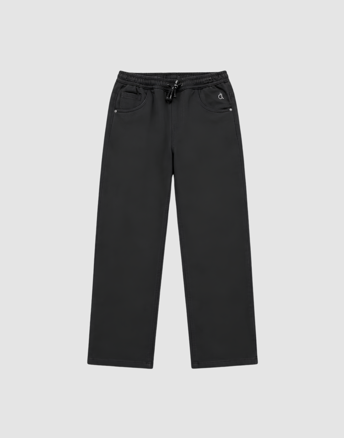 Boys Black Solid Wide Leg Back Elasticated Jeans