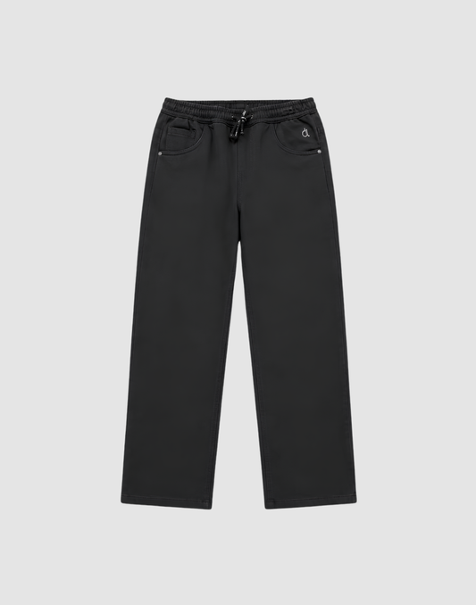 Boys Black Solid Wide Leg Back Elasticated Jeans