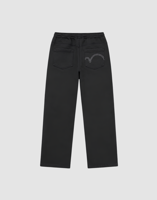 Boys Black Solid Wide Leg Back Elasticated Jeans