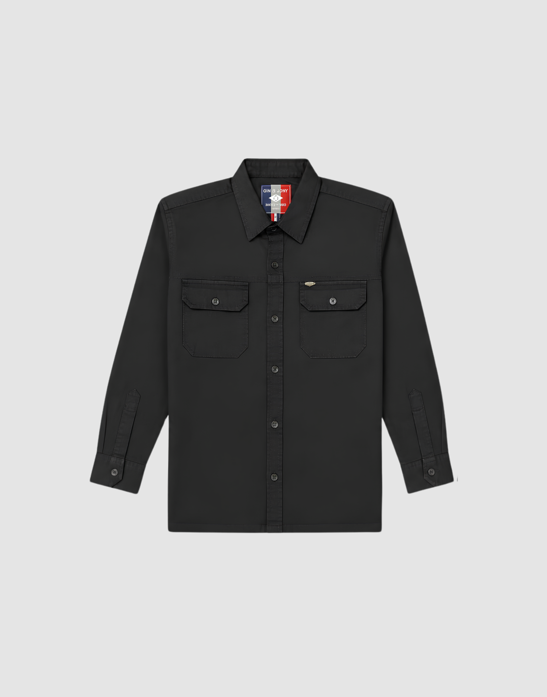 Boys Black Solid Full Sleeve Shacket