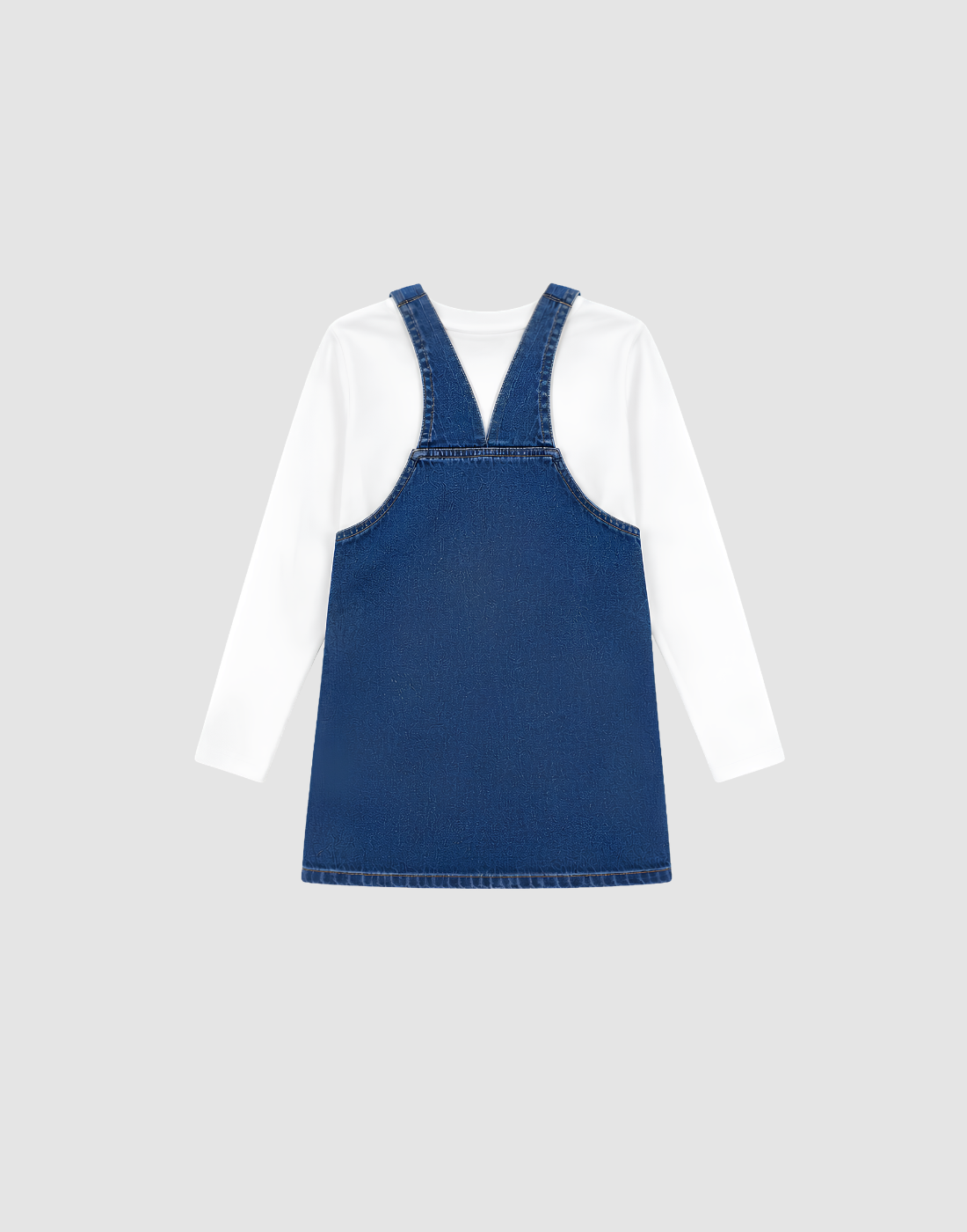 Girls Blue Denim Dungaree Full Sleeves