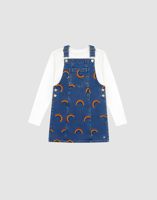 Girls Blue Denim Dungaree Full Sleeves