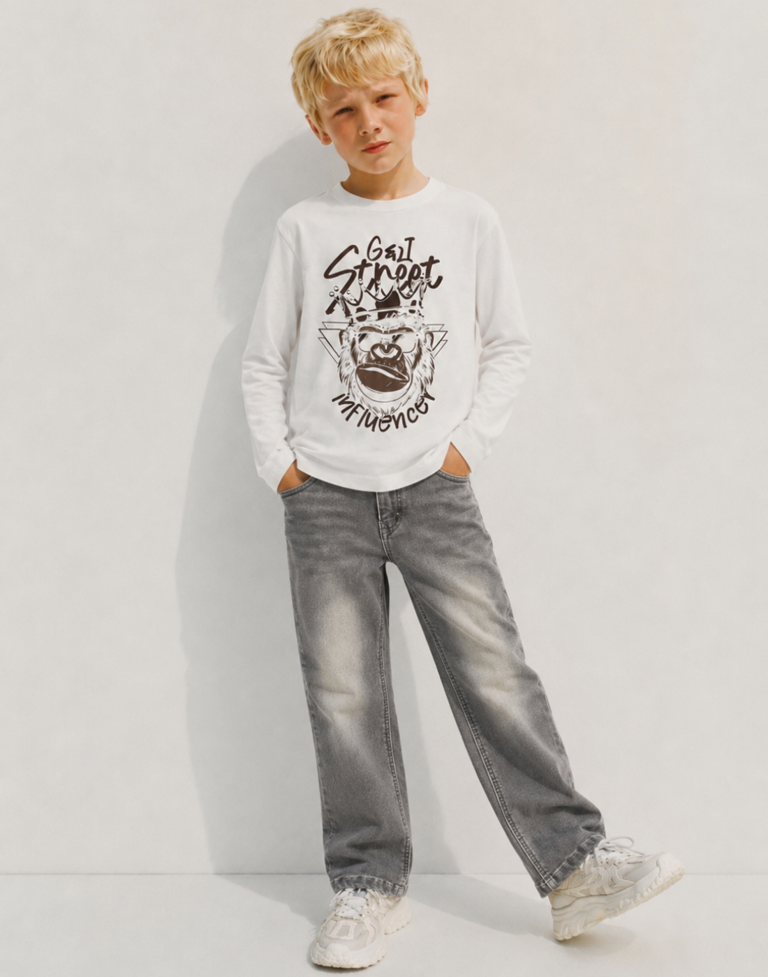 Boys Grey Washed Jeans