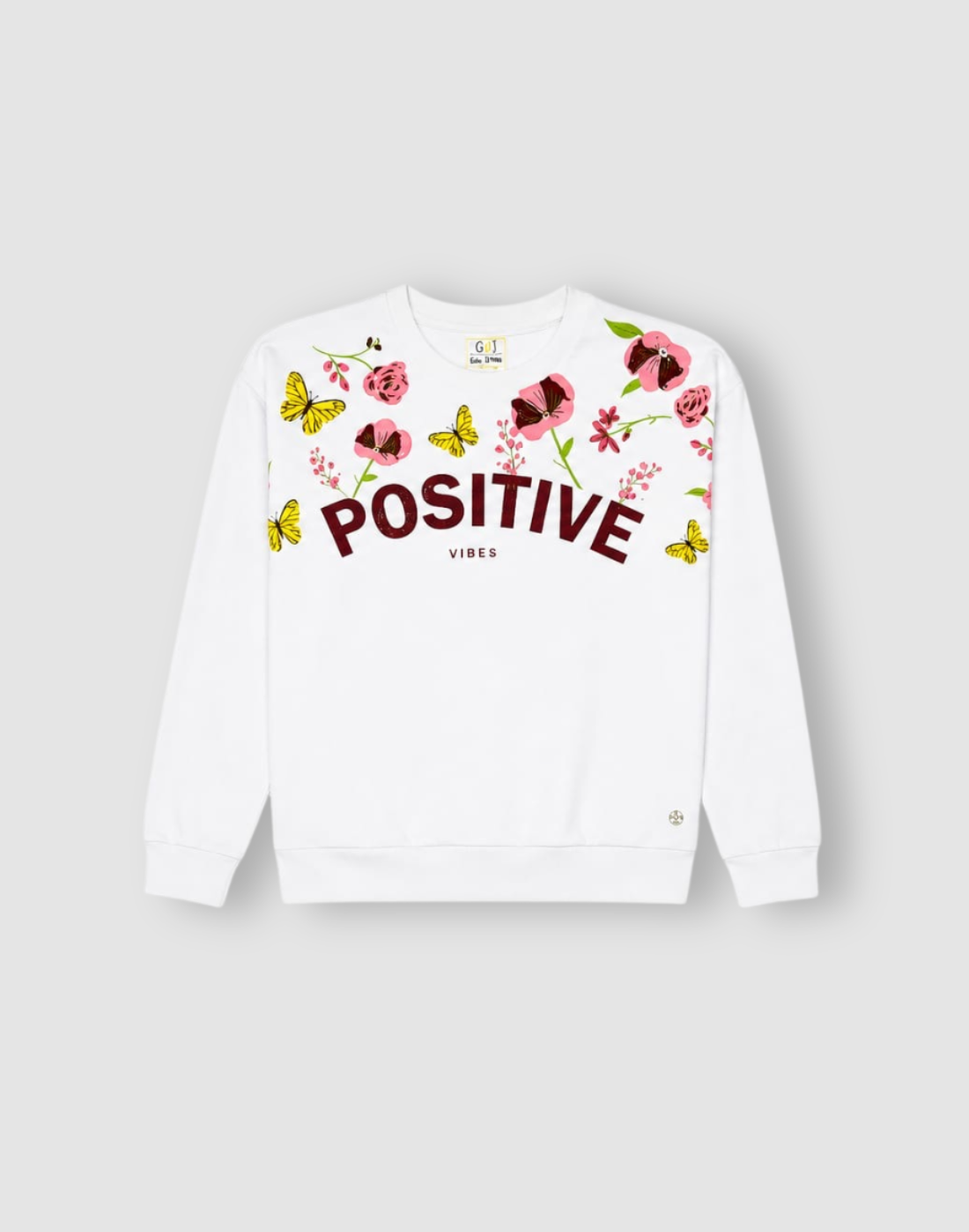 Girls White Graphic Print Sweatshirt