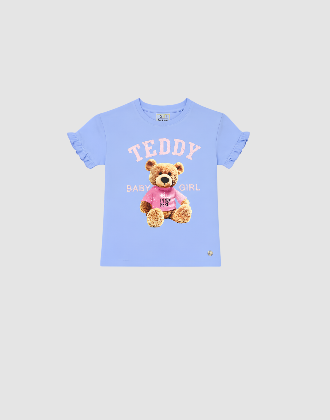 Girls Blue Cotton Knits Top Half Sleeves