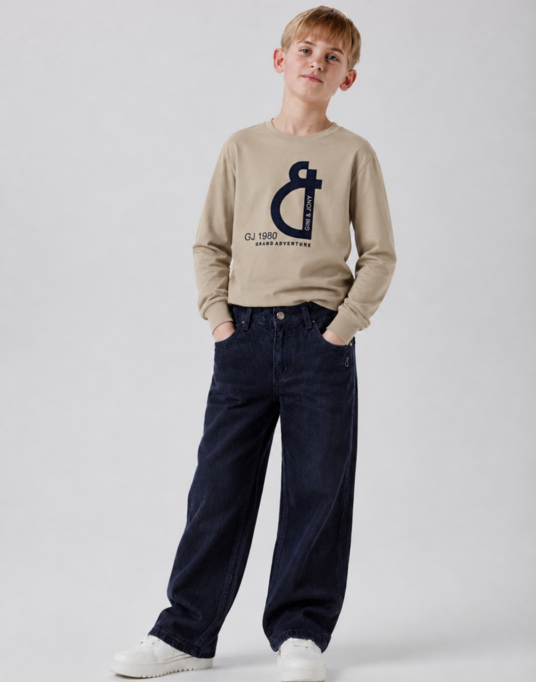 Boys Beige Graphic Print T-Shirts