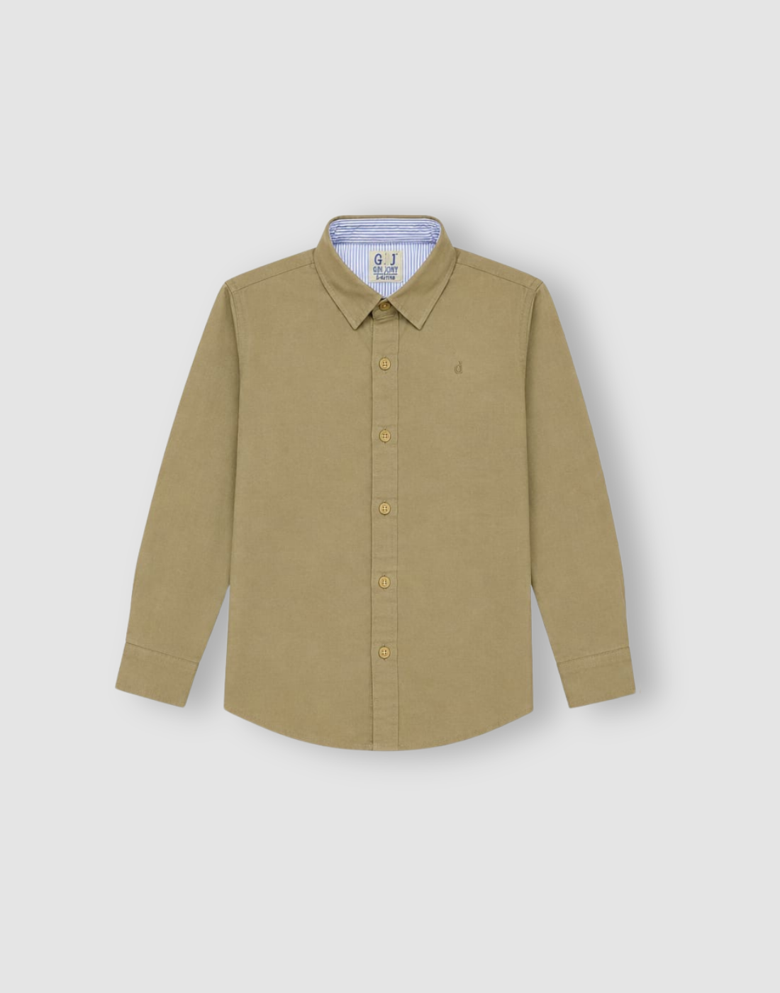 Boys Khaki Solid Full Sleeve Shirt