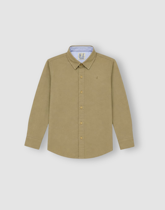 Boys Khaki Solid Full Sleeve Shirt