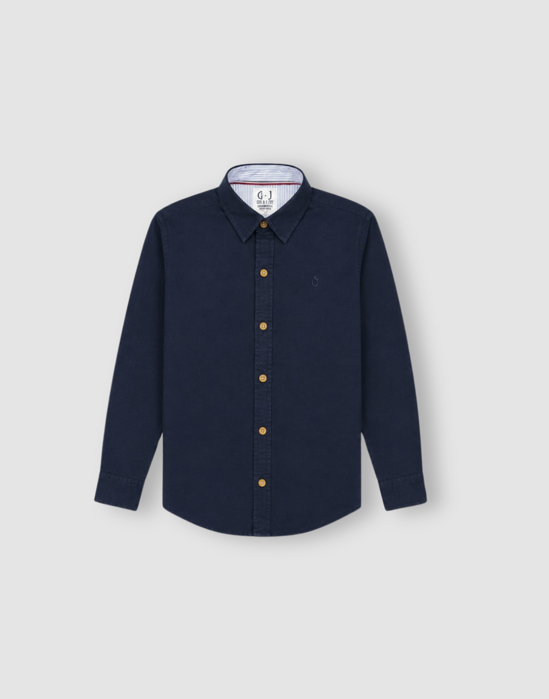 Boys Navy Blue Solid Full Sleeve Shirt