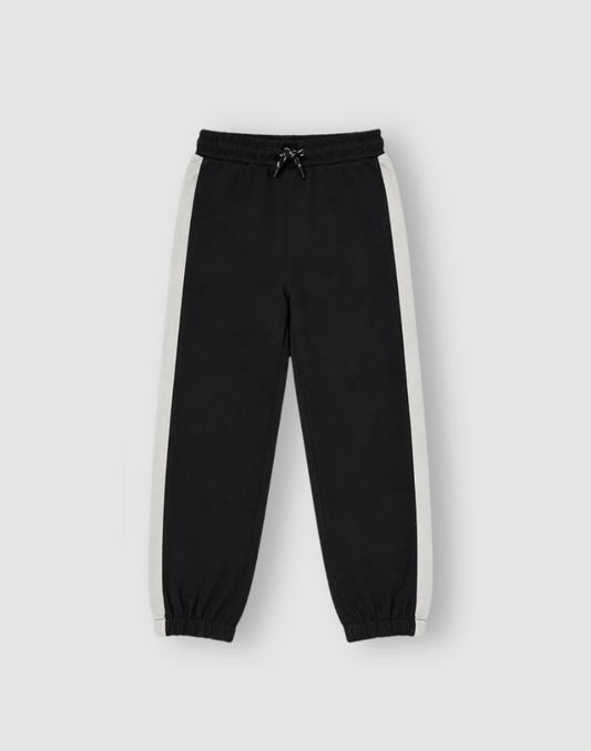 Boys Black Color Block Full Sleeve Track Set
