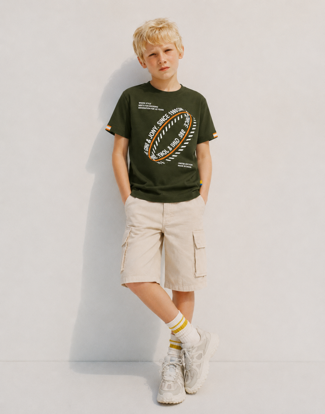 Boys Olive Graphic print T-Shirts