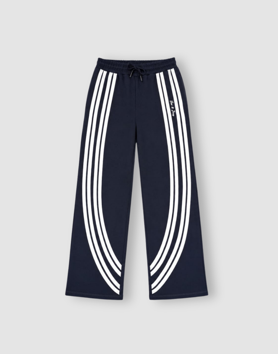 Girls Navy Blue Stripes Track Pants
