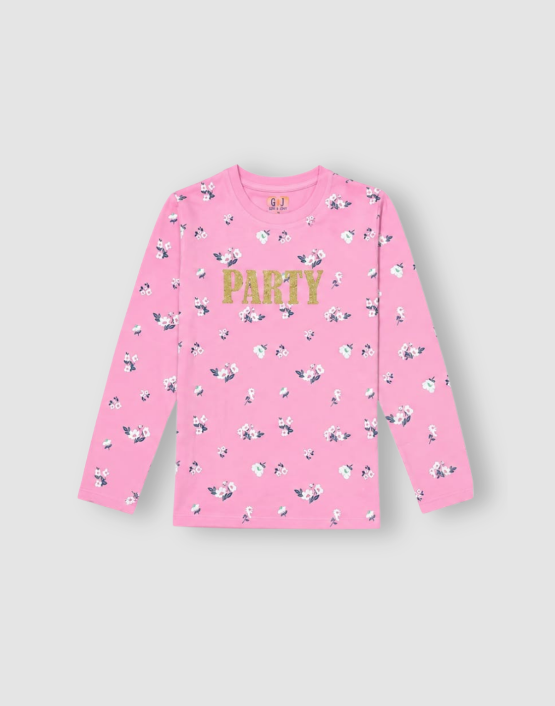 Girls Pink Floral Full Sleeve Knits Top