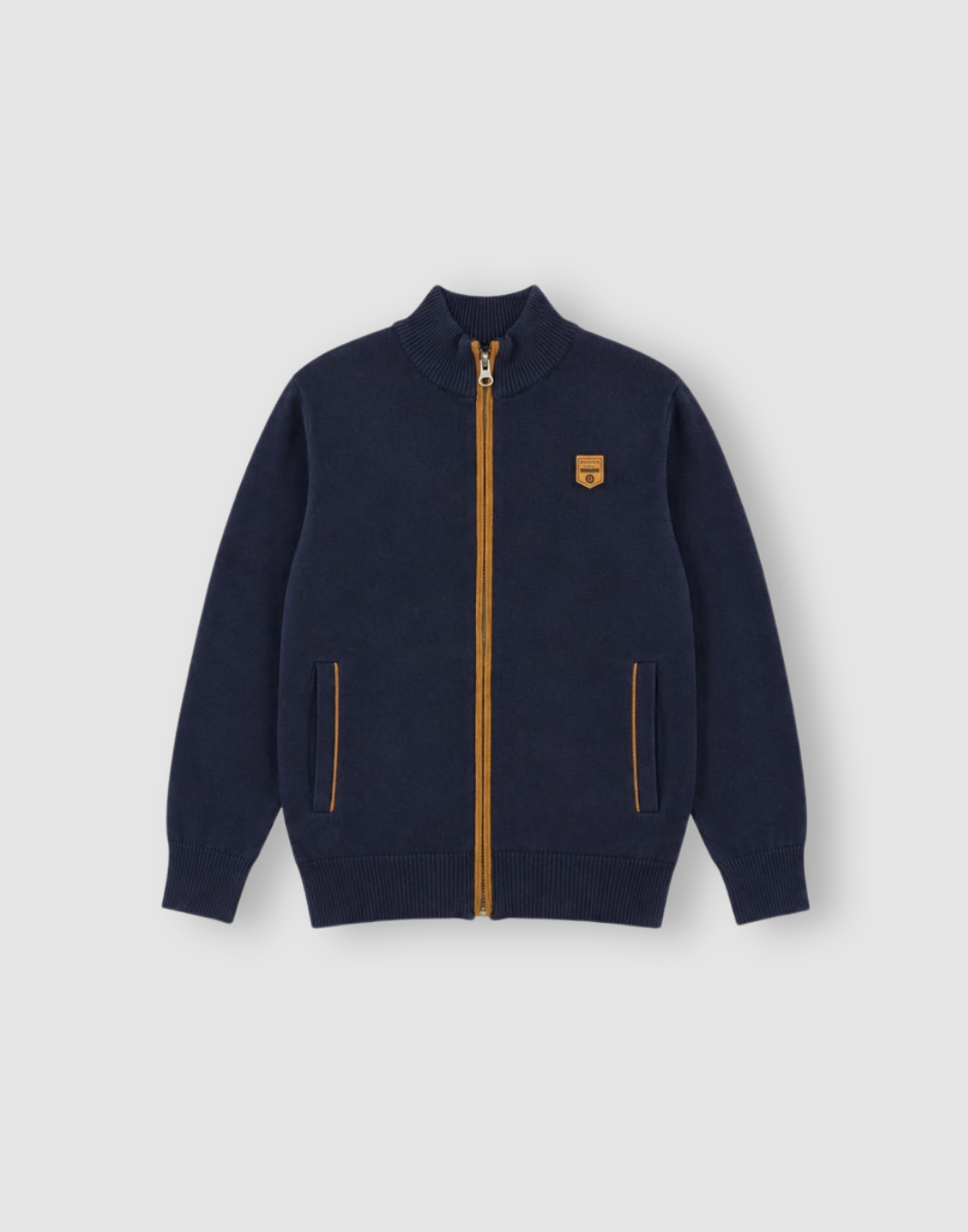Boys Navy Blue Solid Full Sleeve Sweater