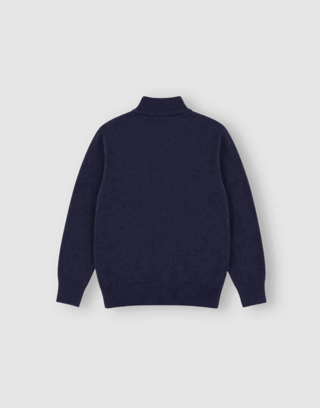 Boys Navy Blue Solid Full Sleeve Sweater