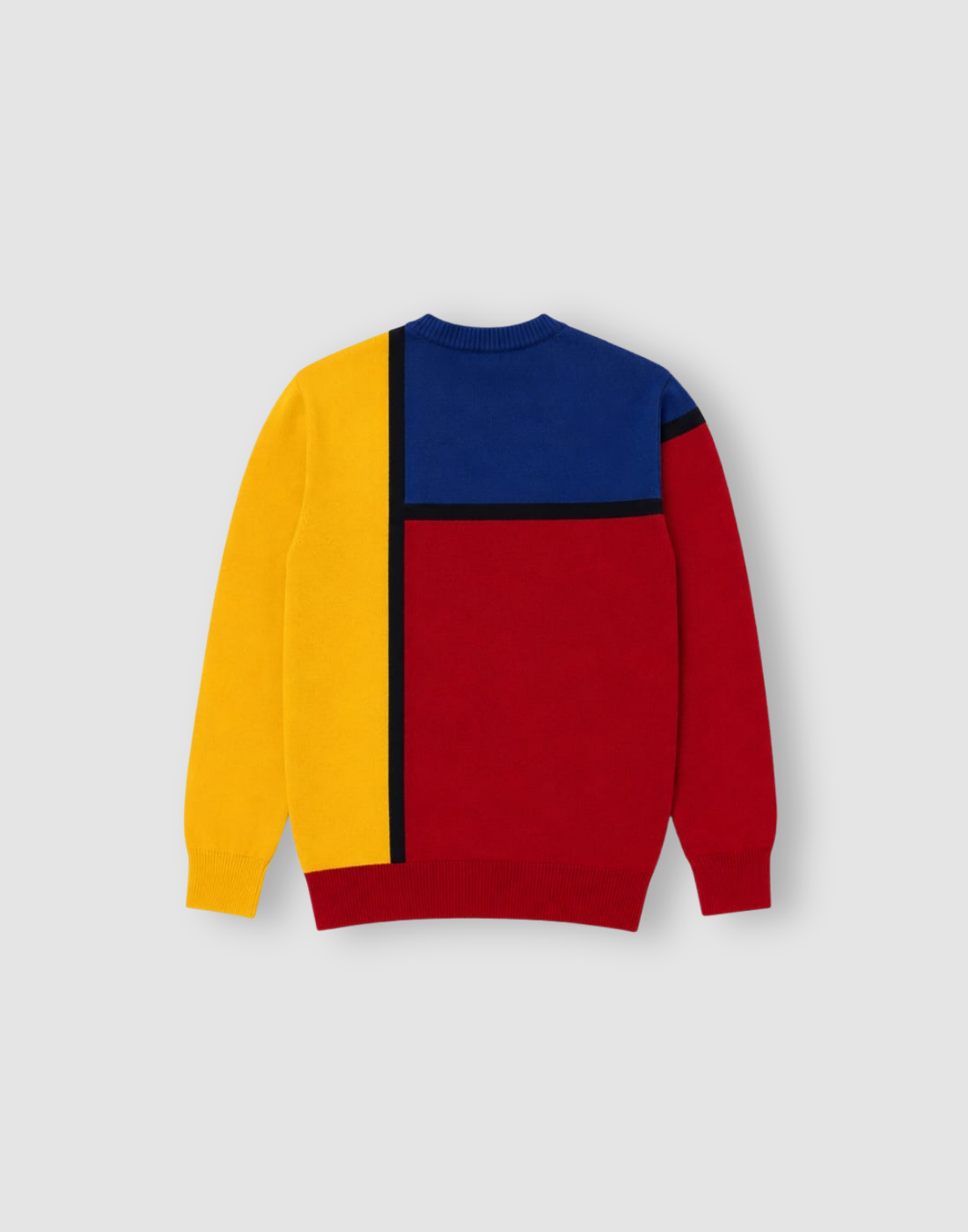 Boys Yellow Color Block Full Sleeve Sweater
