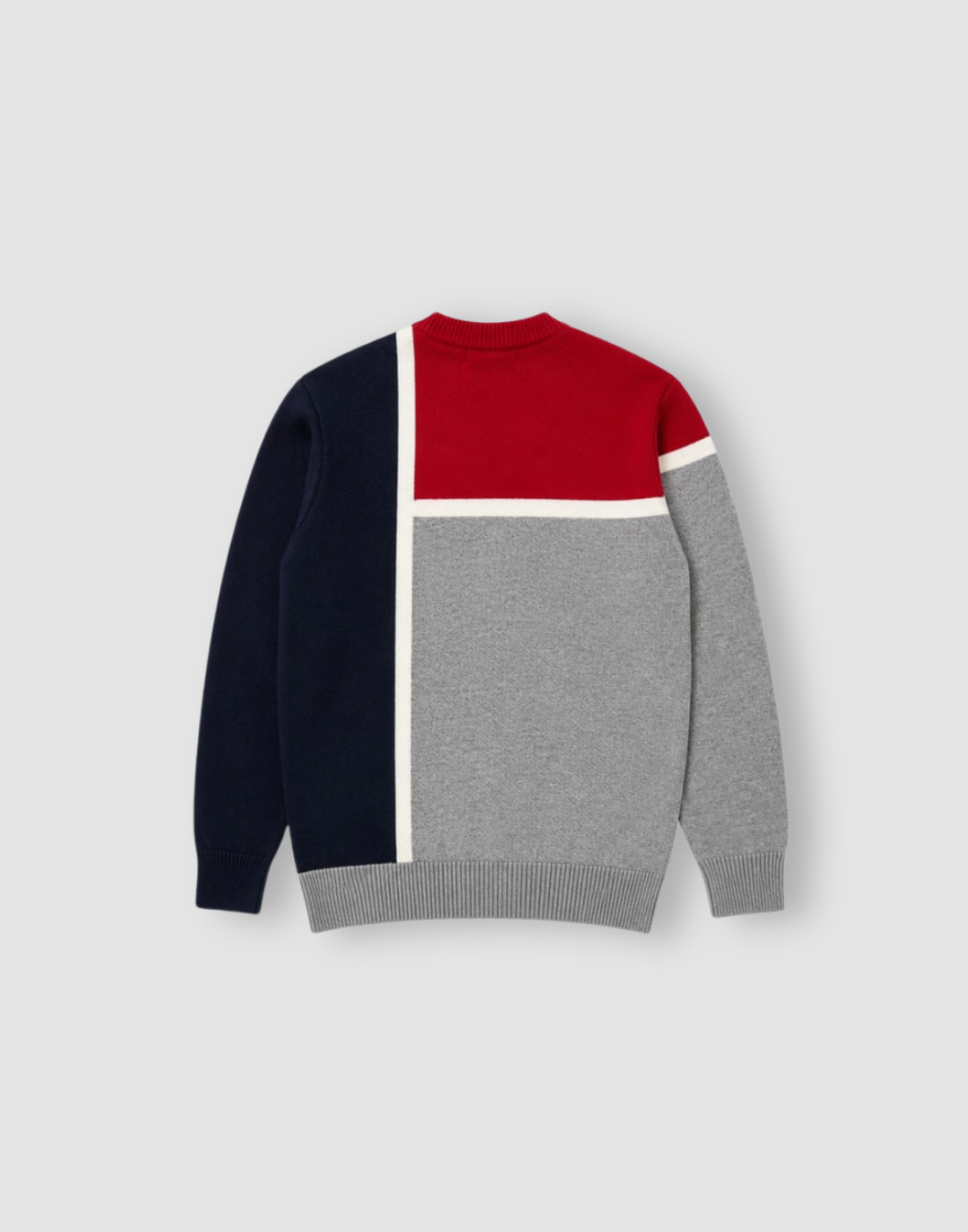 Boys Navy Blue Color Block Full Sleeve Sweater