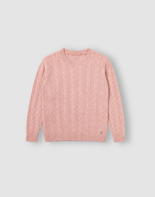 Girls Pink Solid Acrylic Sweater