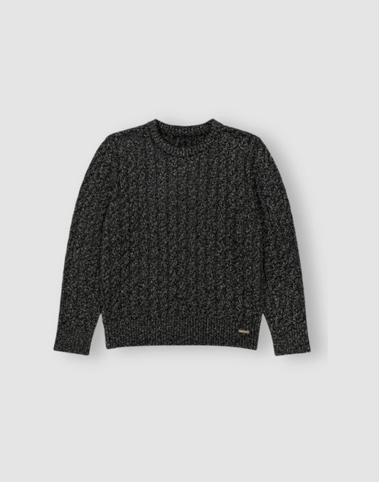 Girls Black Acrylic Sweater Full Sleeves
