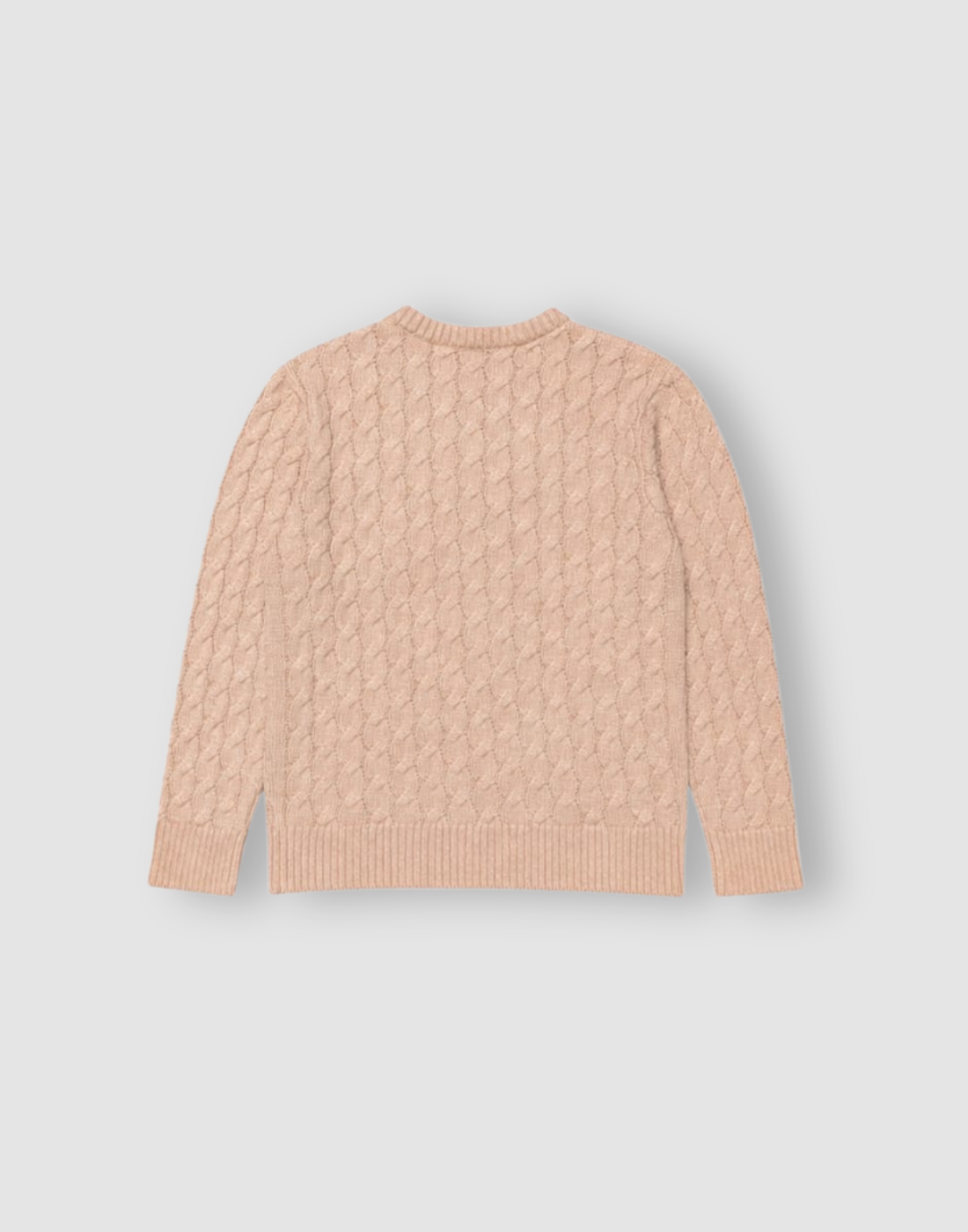 Girls Peach Cable Knit Full Sleeve Sweater