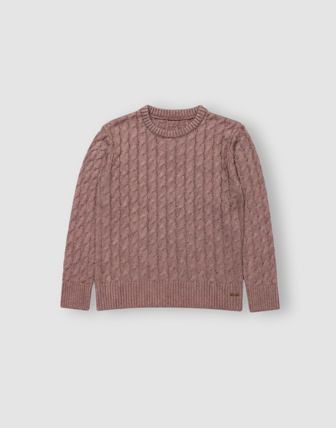 Girls Mauve Cable Knit Full Sleeve Sweater