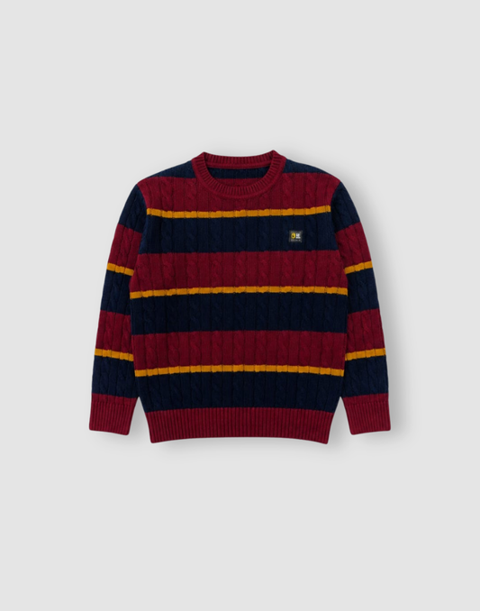 Boys Navy Blue Acrylic Sweater Full Sleeves