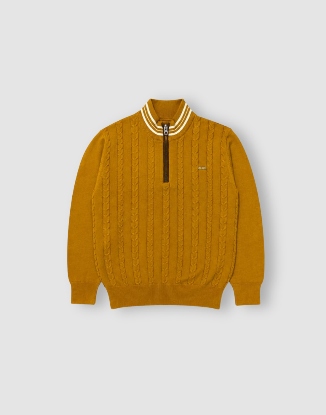 Boys Yellow Solid Mock Neck Sweater