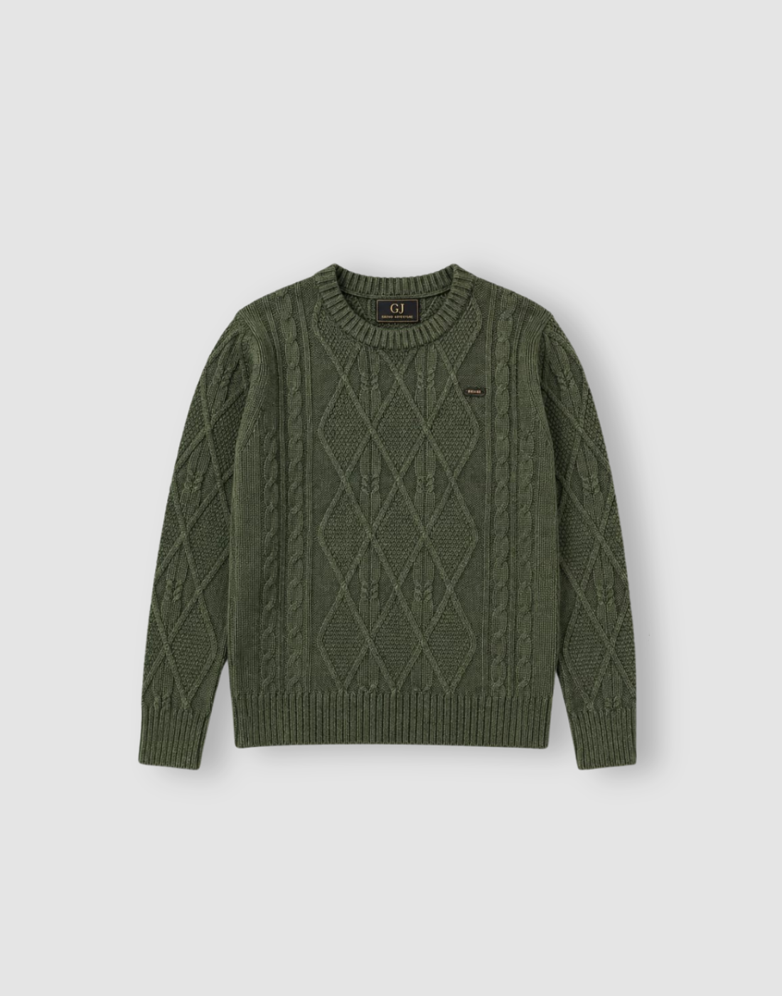 Boys Green Cable Knit Full Sleeve Sweater