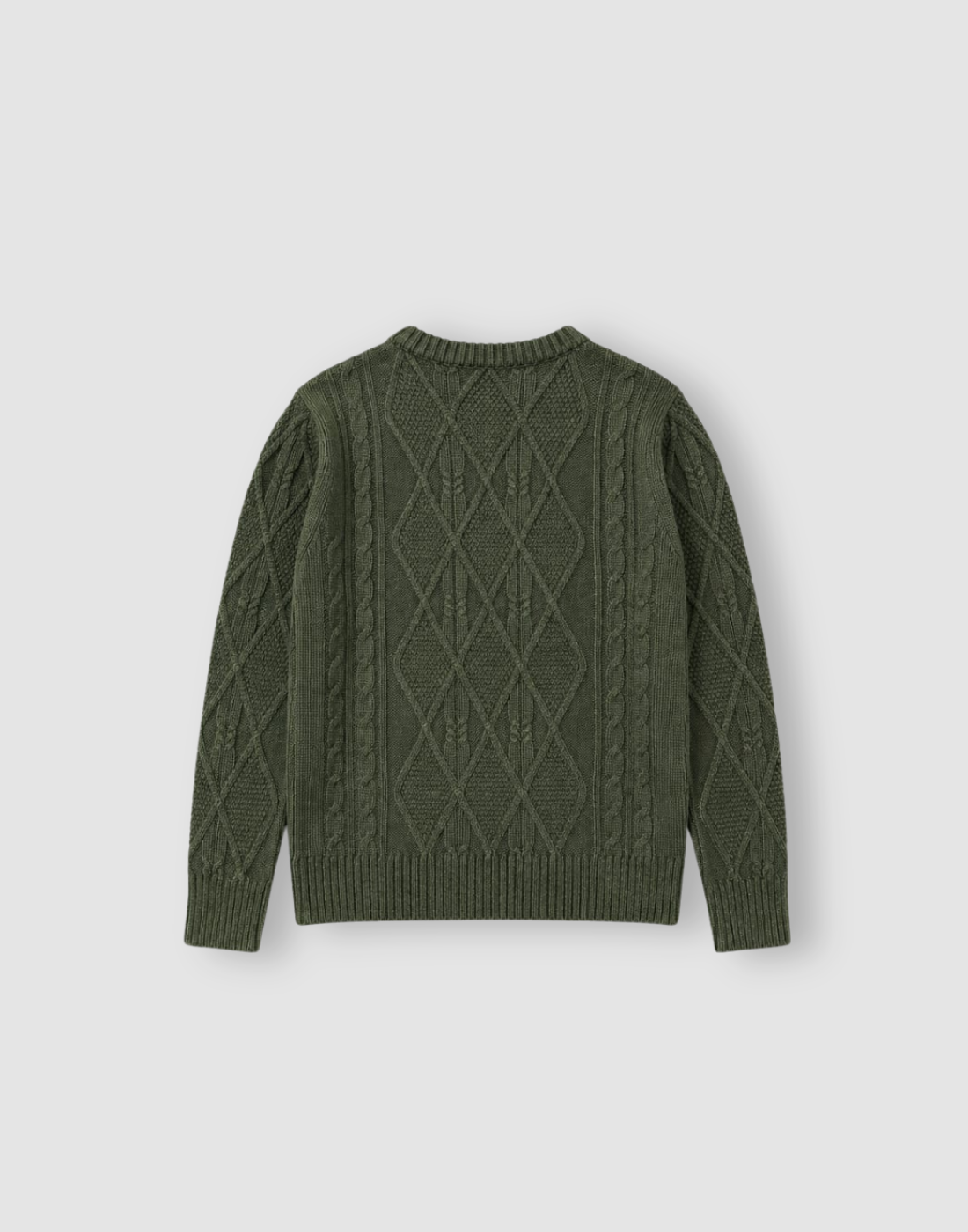 Boys Green Cable Knit Full Sleeve Sweater