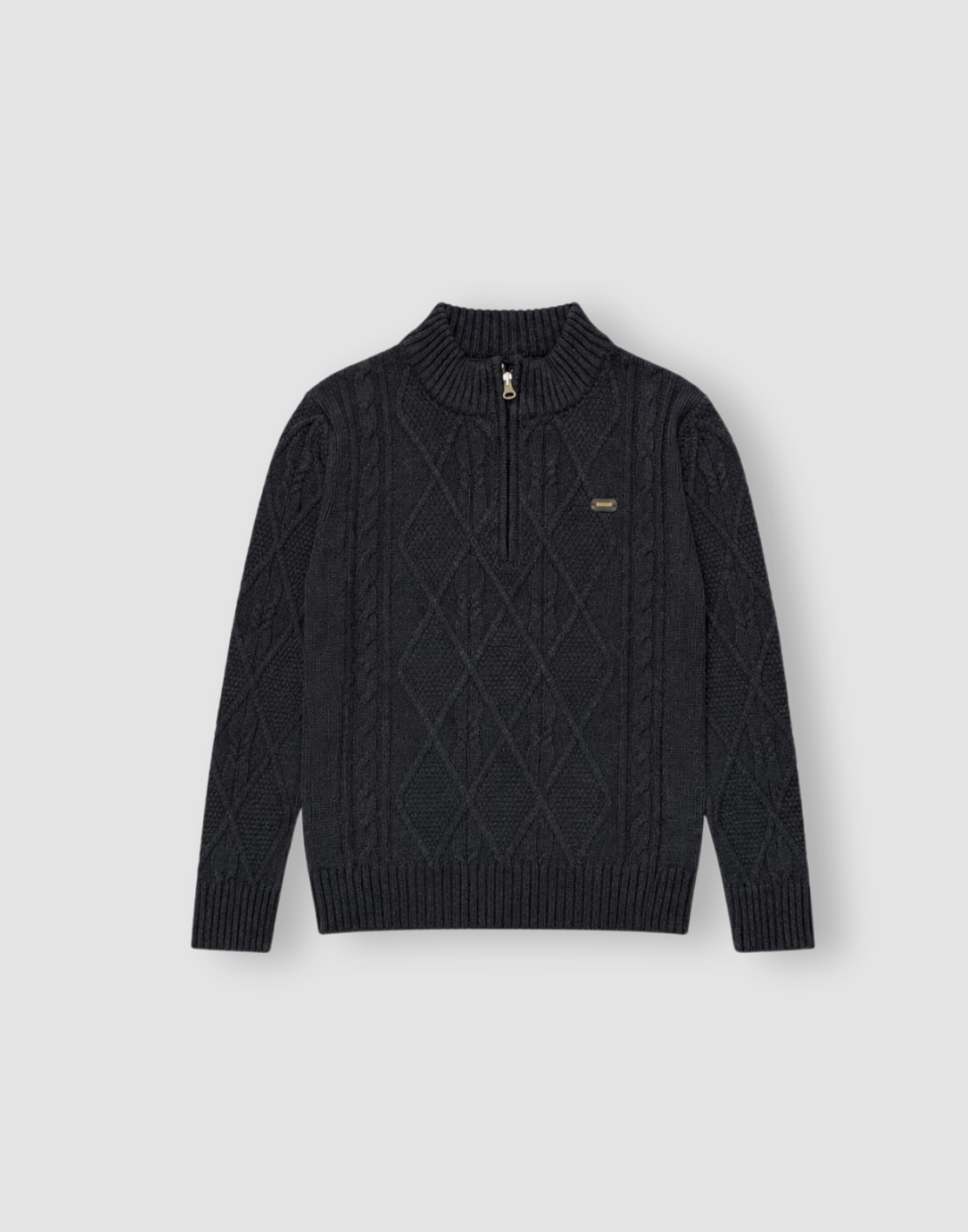 Boys Navy Blue Cable Knit Full Sleeve Sweater