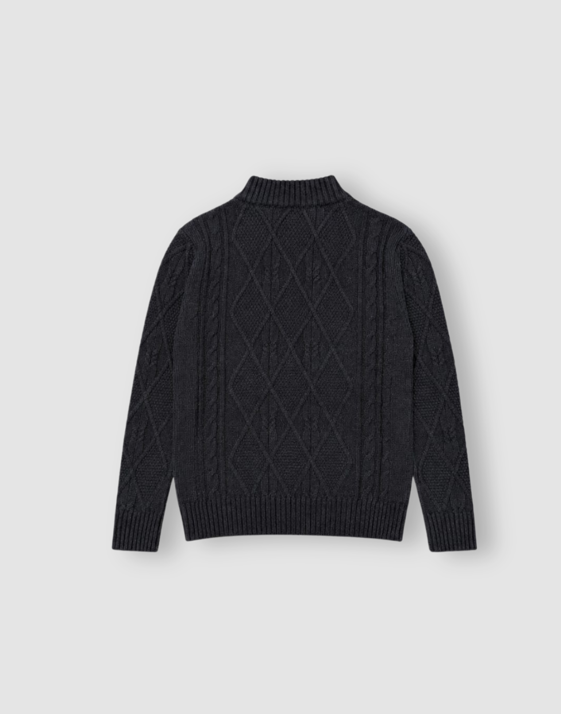 Boys Navy Blue Cable Knit Full Sleeve Sweater