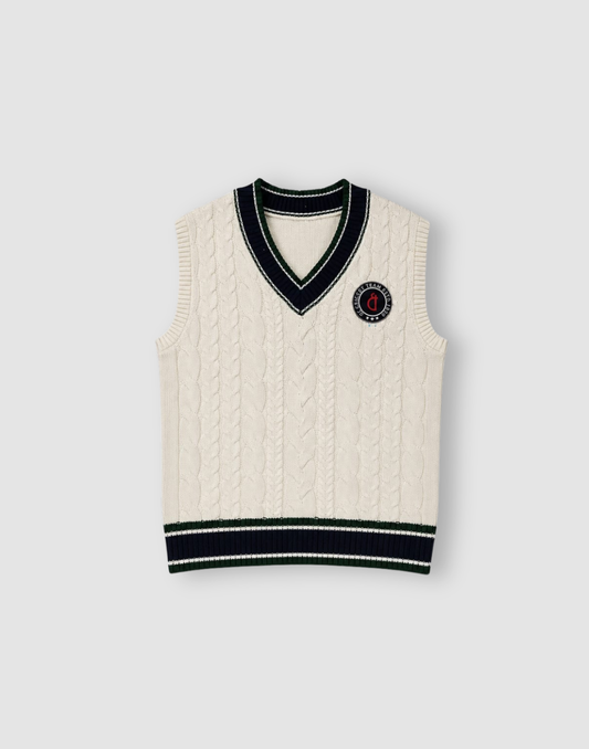 Boys Off White Acrylic Sweater Sleeveless