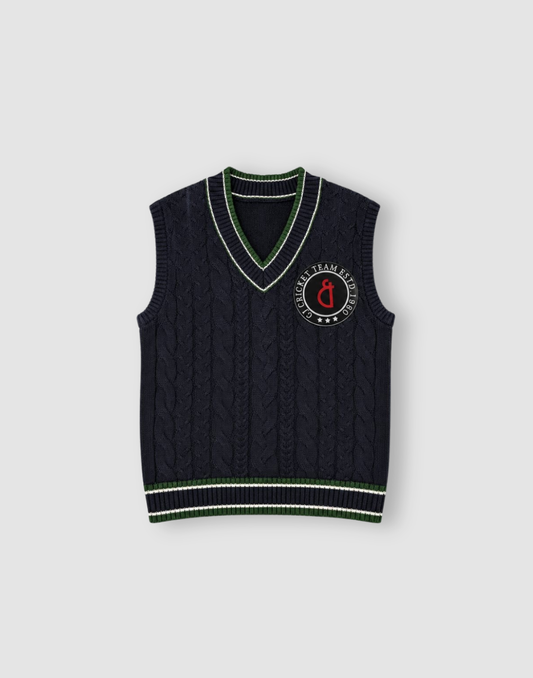 Boys Navy Blue Sleeveless V?Neck Sweater