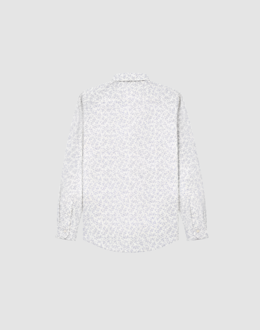 Boys White Floral Cotton Shirt