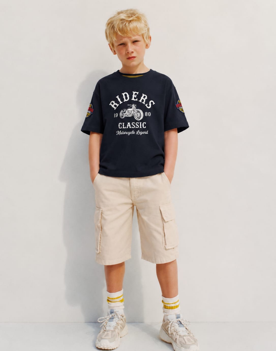 Boys Navy Blue Cotton T-Shirt Half Sleeves