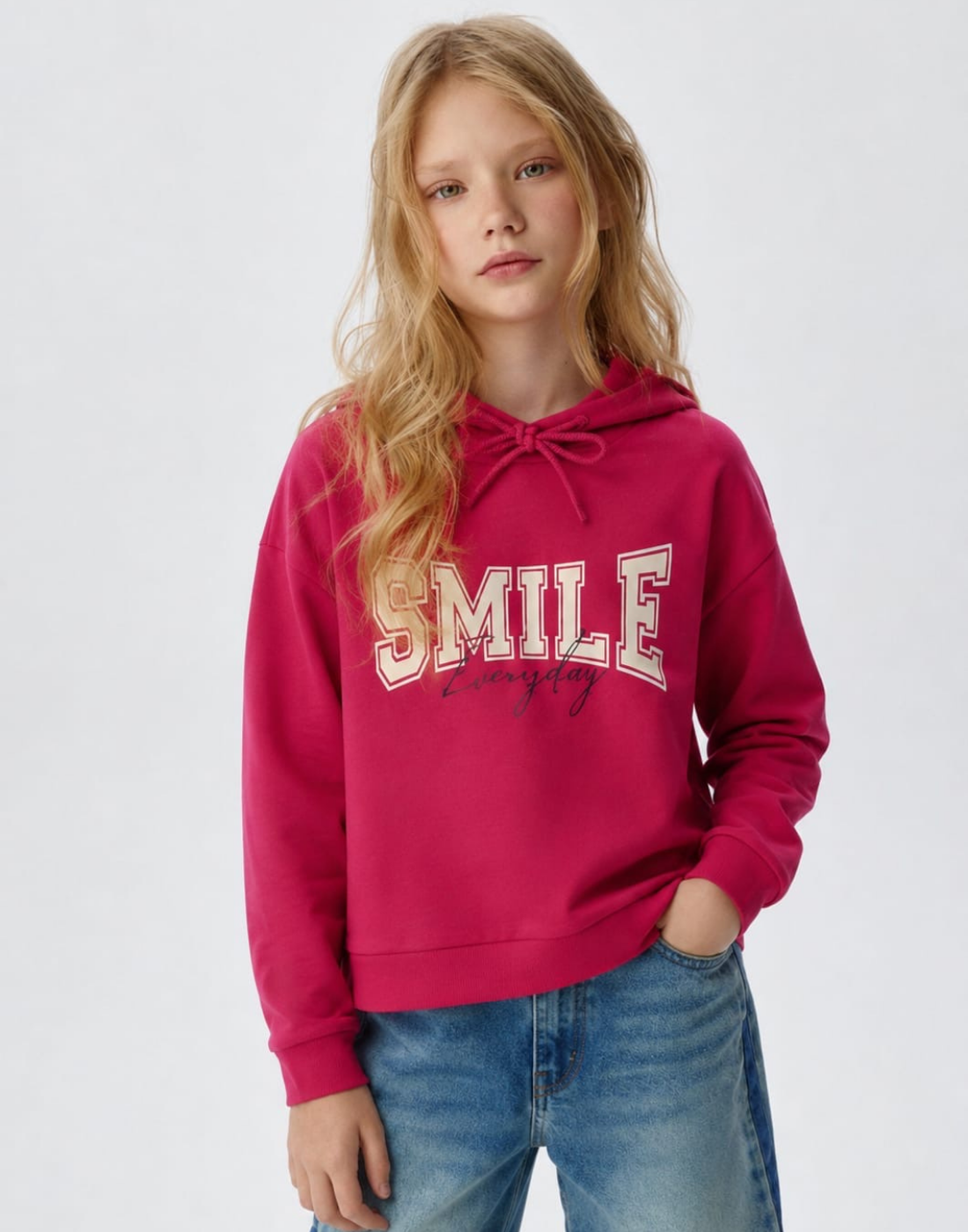 Girls Pink Typographic Print Full Sleeve Sweat Shirt