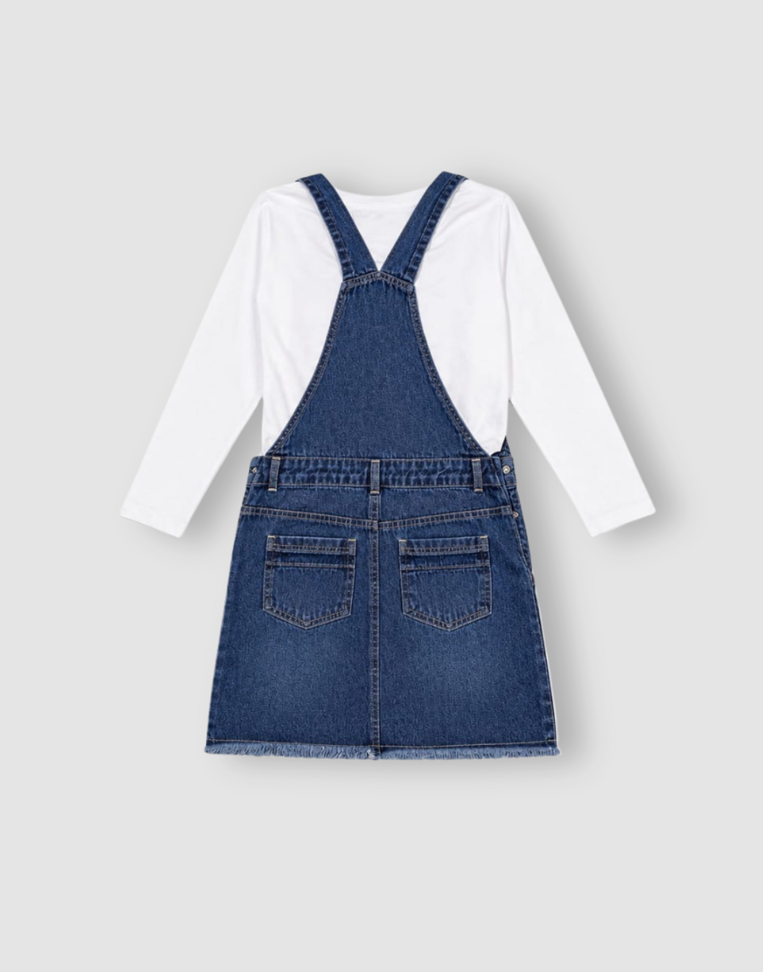 Girls Blue Embellished Full Sleeve Dungaree