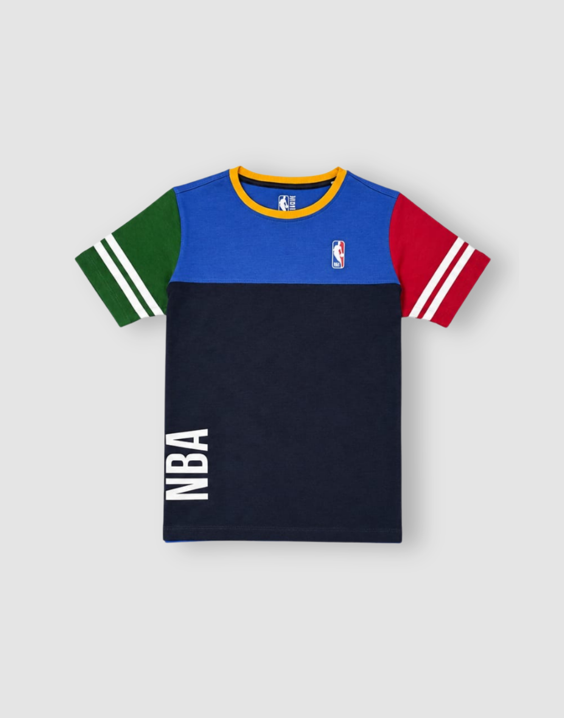 Boys Navy Blue Color Block T-Shirts