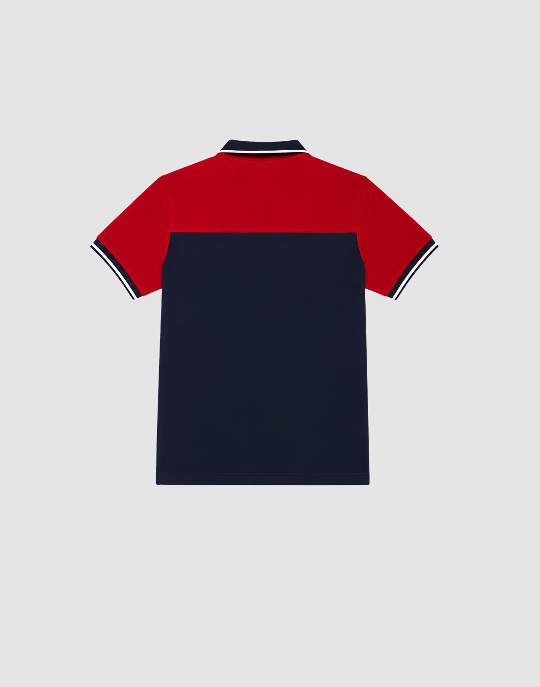 Boys Navy Blue Color Block Half Sleeve Polo T-Shirt