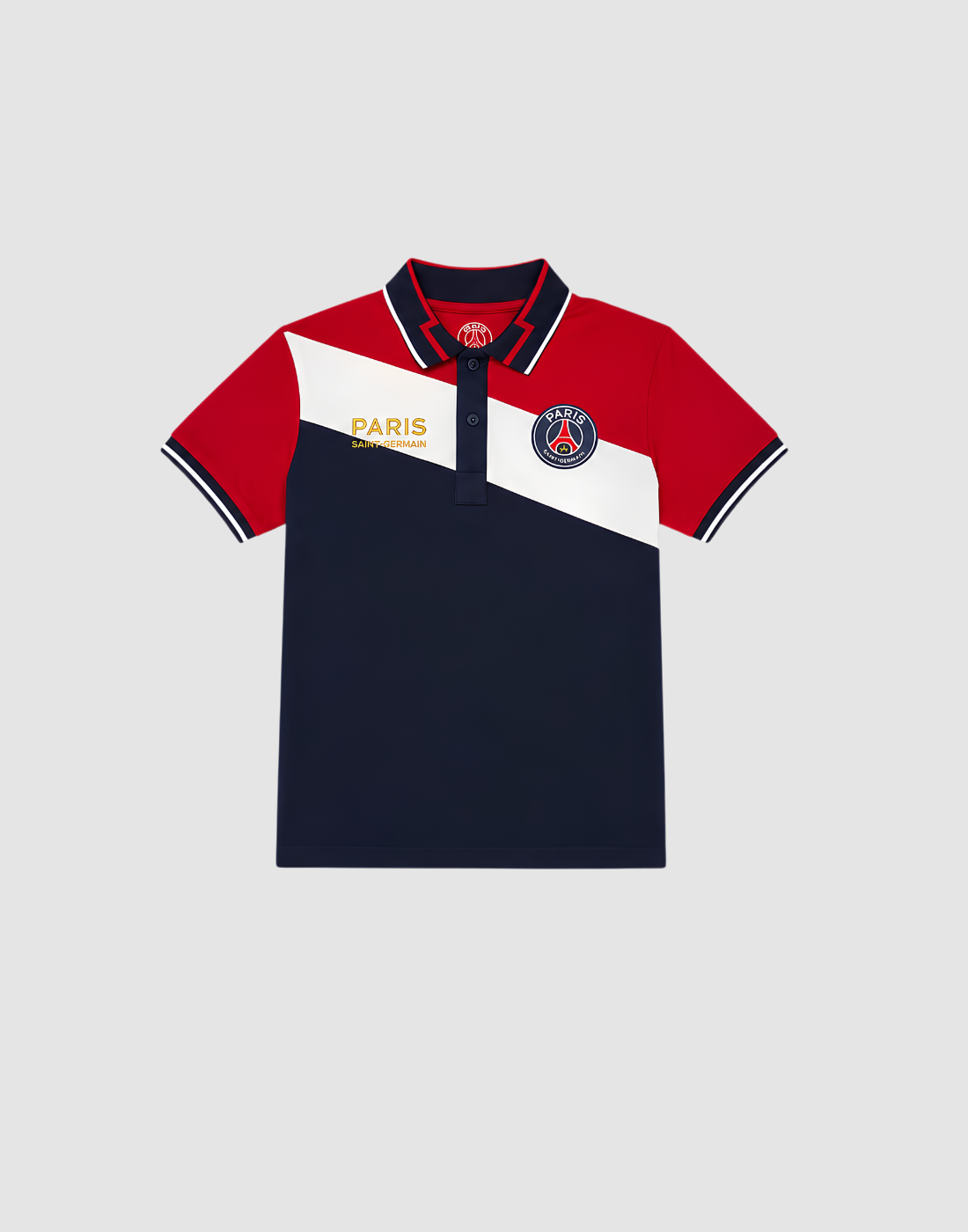 Boys Navy Blue Color Block Half Sleeve Polo T-Shirt