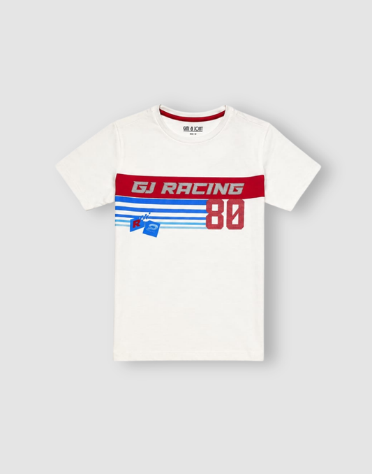 Boys White Cotton T-Shirt Half Sleeves