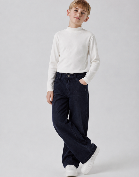 Girls White Cotton Skivvy Full Sleeves