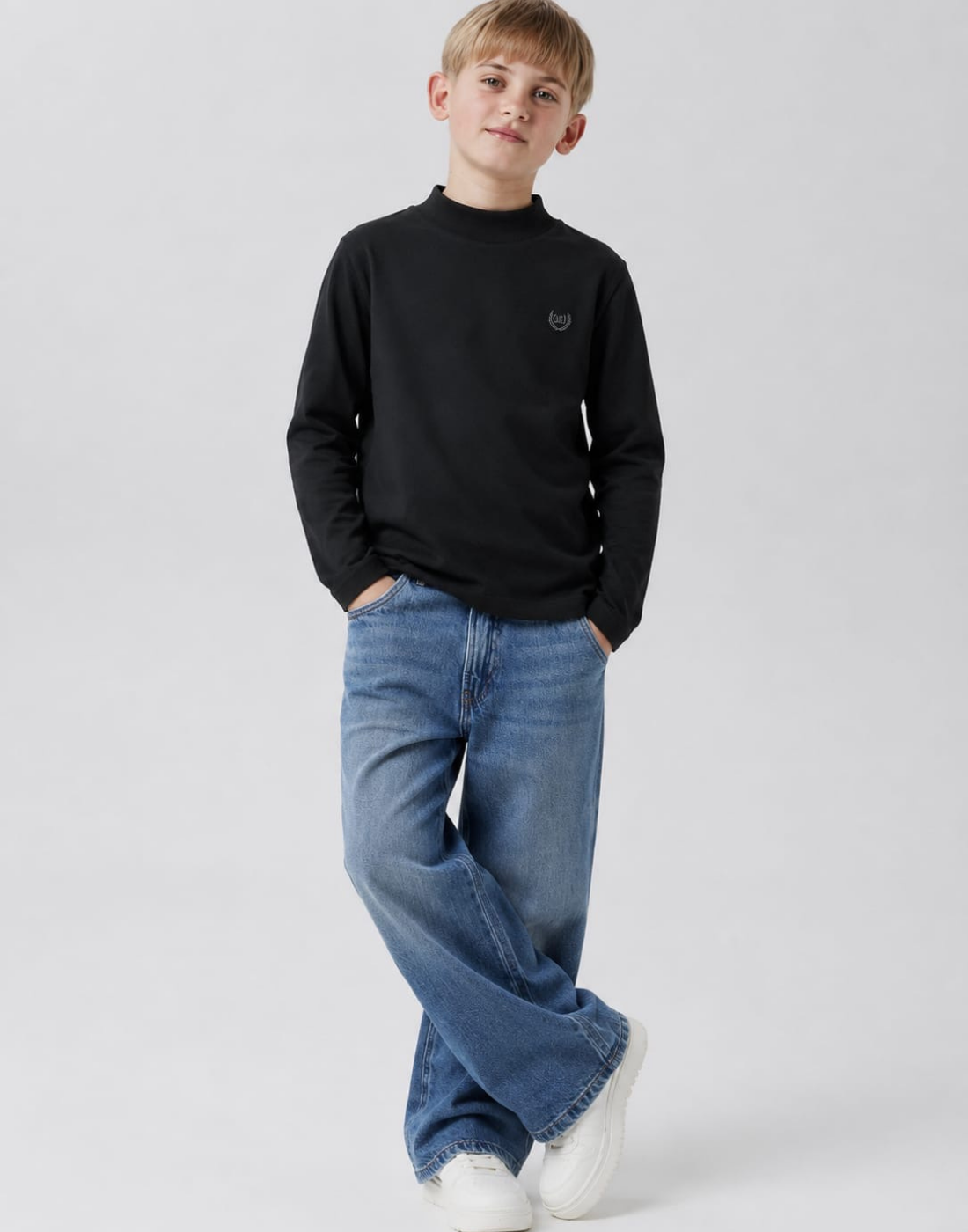 Girls Black Cotton Skivvy Full Sleeves