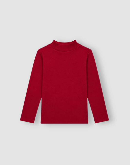 Girls Red Cotton Skivvy Full Sleeves
