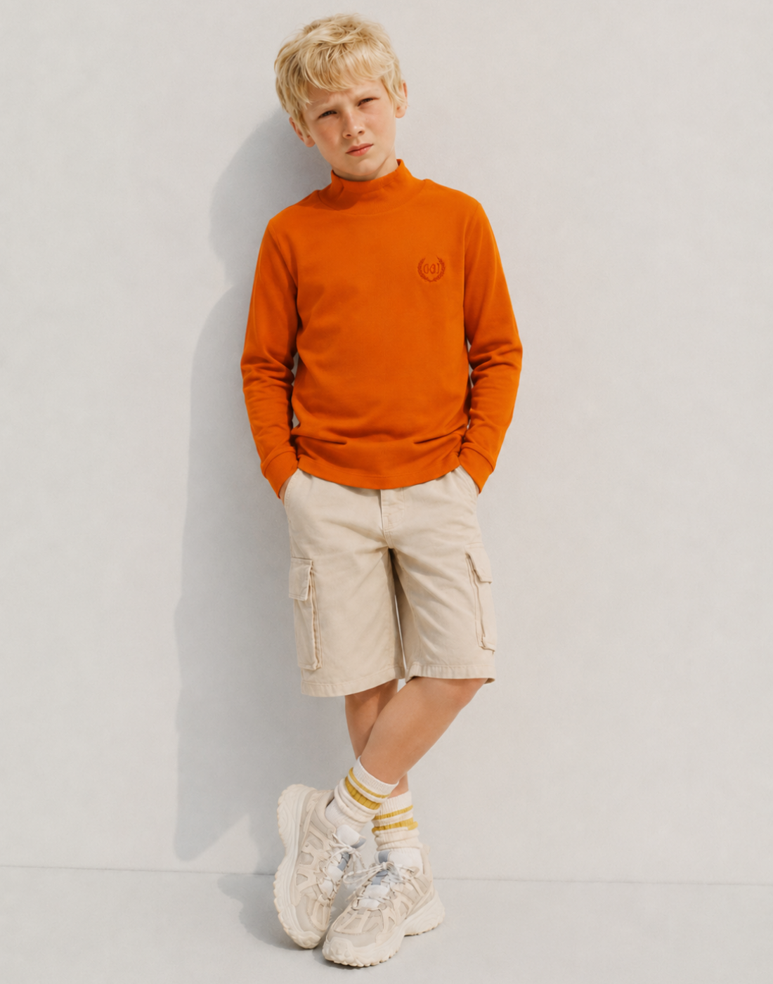 Girls Orange Cotton Skivvy Full Sleeves
