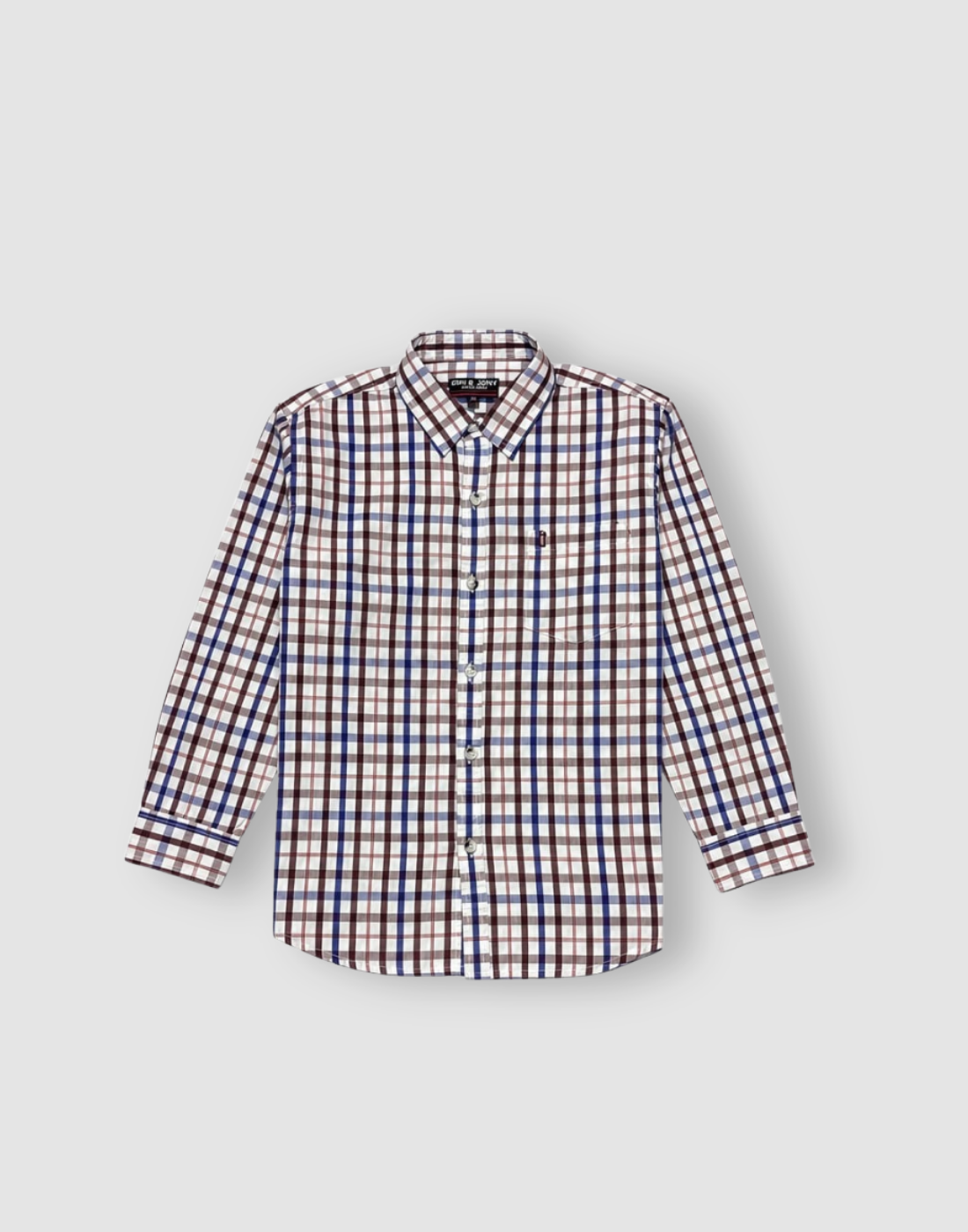 Boys White Checks Full Sleeve Shirt