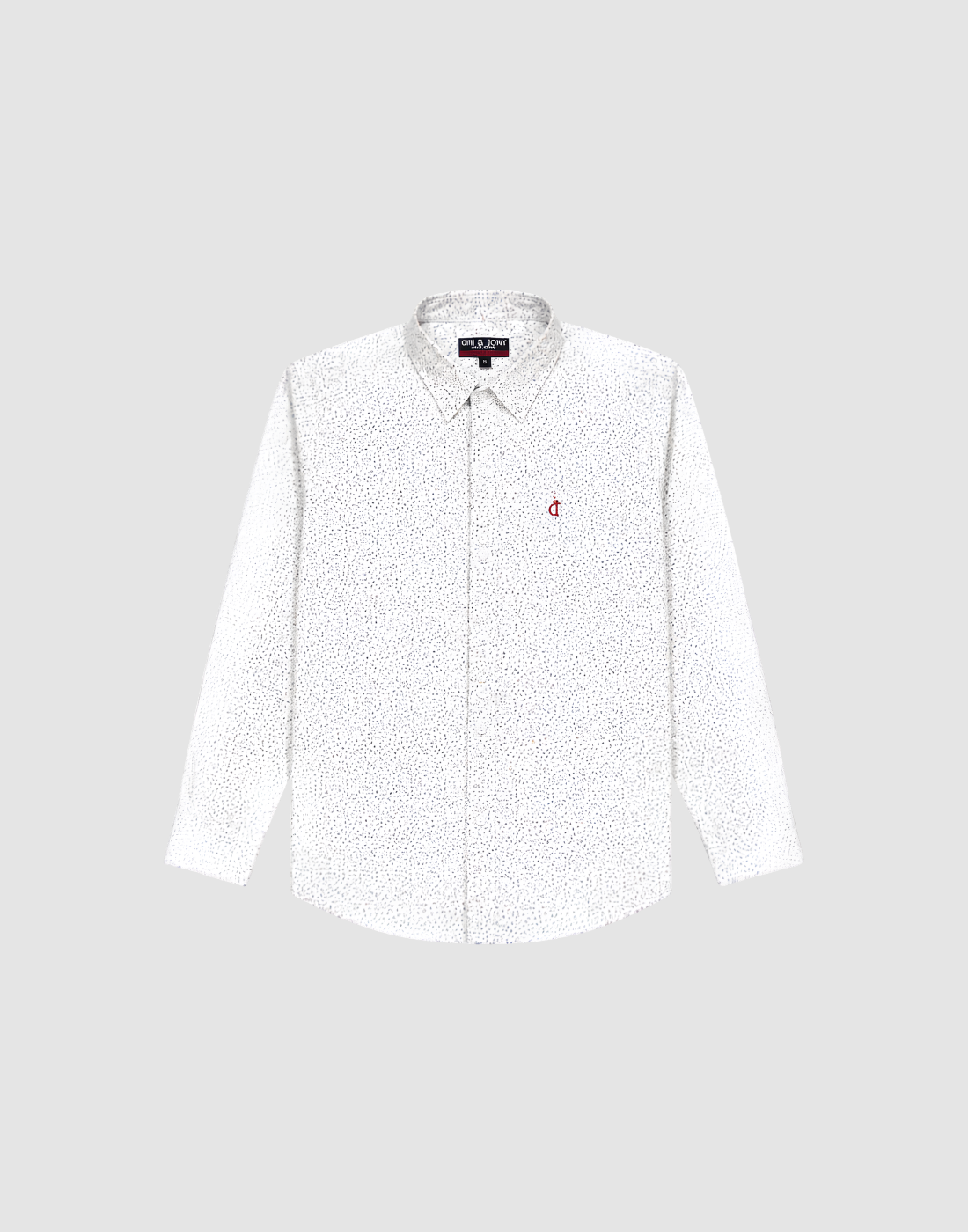Boys White All Over Printed Full Sleeve Shirt